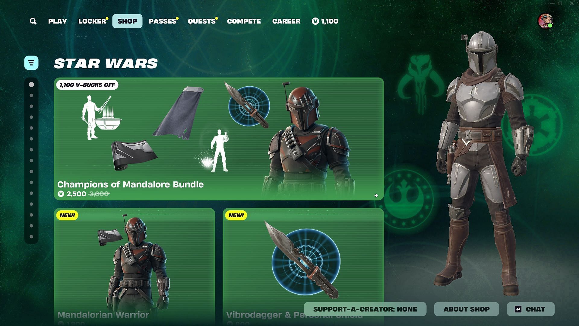 You can now purchase the Mandalorian Warrior skin in Fortnite (Image via Epic Games)